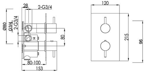 Additional image for Thermostatic Shower Valve, Ceiling Arm & 250mm Head (Br Black).