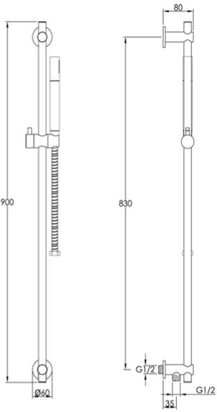 Additional image for Thermostatic Shower Valve With Slide Rail Kit (Brushed Brass).