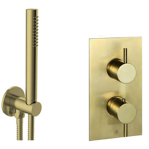 Additional image for Thermostatic Shower Valve, 250mm Head, Ceiling Arm & Kit (Br Brass).
