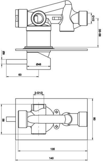 Additional image for Manual Shower Valve With Ceiling Arm & 250mm Head (Br Brass).