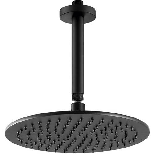 Additional image for Manual Shower Valve With Ceiling Arm & 250mm Head (Matt Black).