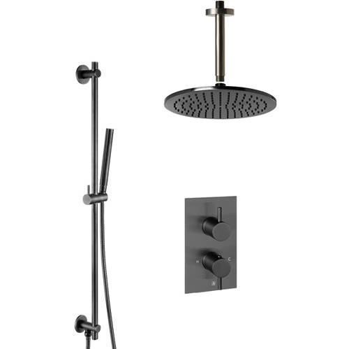 Additional image for Thermostatic Shower Valve With Head, Arm & Slide Rail (Br Black).