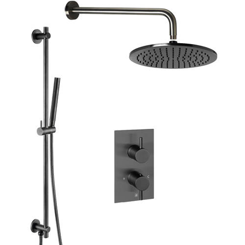 Additional image for Thermostatic Shower Valve With Head, Arm & Slide Rail (Br Black).