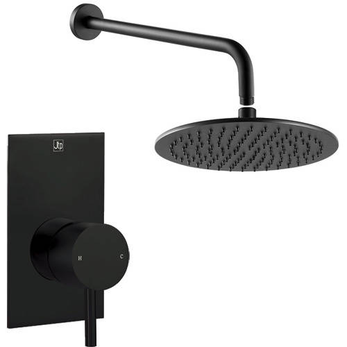 Additional image for Manual Shower Valve With Wall Arm & 300mm Head (Matt Black).