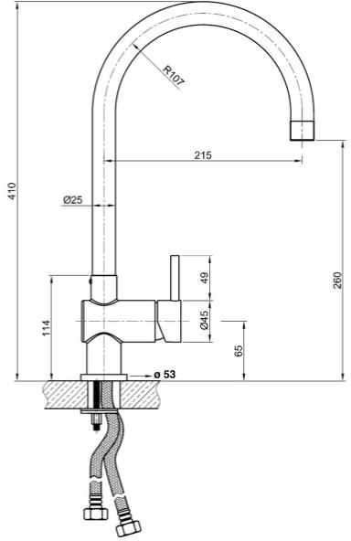 Additional image for Zacca Kitchen Tap With Swivel Spout (Chrome).