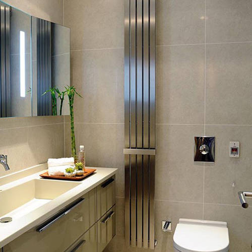 Additional image for Idaho Radiator With Towel Holder 340x1800mm (Br Steel).