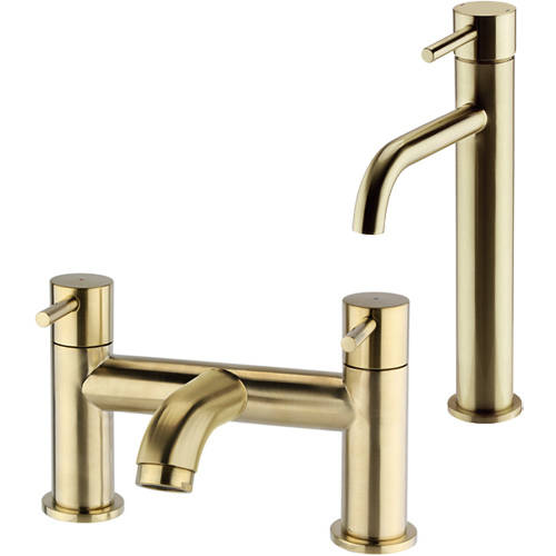 Additional image for Tall Basin & Bath Filler Tap Pack (Brushed Brass).