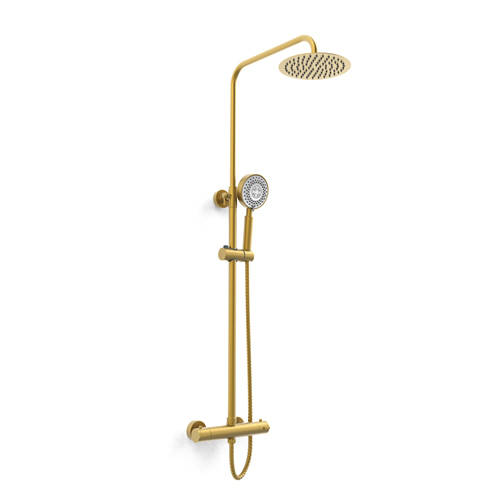 Additional image for Exposed Shower Valve With Rigid Riser Kit (Brushed Brass).