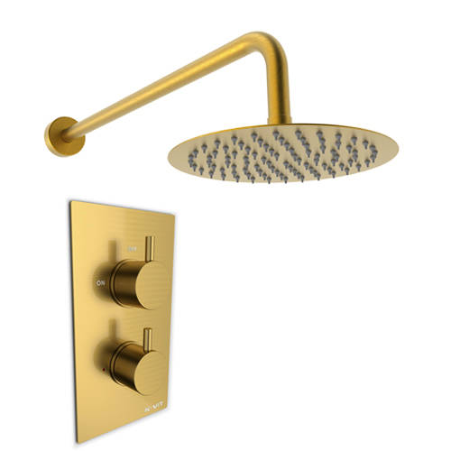 Additional image for Concealed Shower Valve With Arm & Head (Brushed Brass).