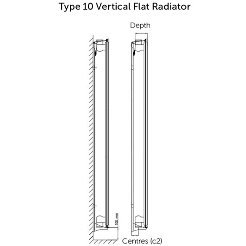 Additional image for Premium Kompact Vertical Radiator 300x1800mm (SC, White).