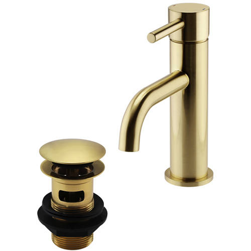 Additional image for Basin Mixer Tap With Waste (Brushed Brass).