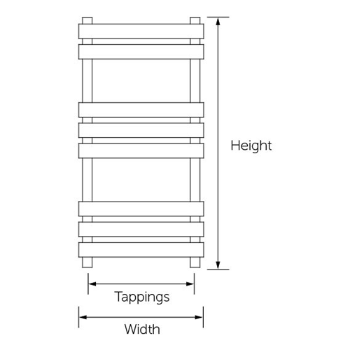Additional image for Toledo Heated Towel Rail 500W x 1200H mm (Stainless Steel).