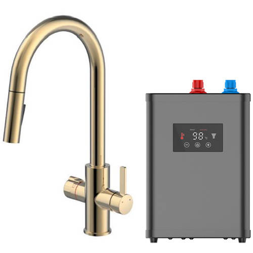 Additional image for Reach Digital 4 In 1 Boiling Water Kitchen Tap (Brushed Gold, 2.4L).
