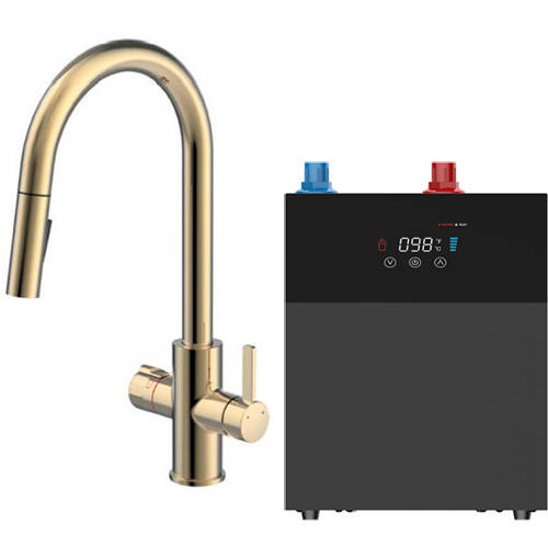 Additional image for Reach Digital 4 In 1 Boiling Water Kitchen Tap (Brushed Gold, 4.0L).
