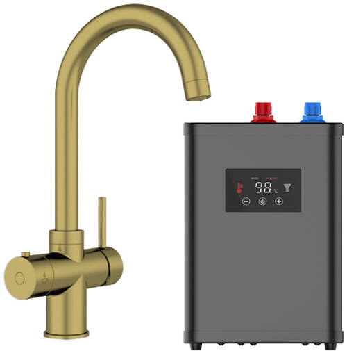 Additional image for Tundra Digital 3 In 1 Boiling Water Kitchen Tap (Brushed Gold, 2.4L).
