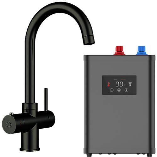 Additional image for Tundra Digital 3 In 1 Boiling Water Kitchen Tap (Matt Black, 2.4L).