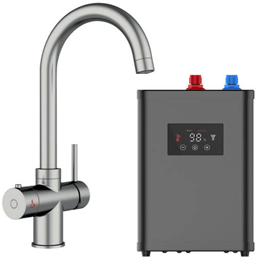 Additional image for Tundra Digital 4 In 1 Boiling Water Kitchen Tap (Brushed Nickel, 2.4L).