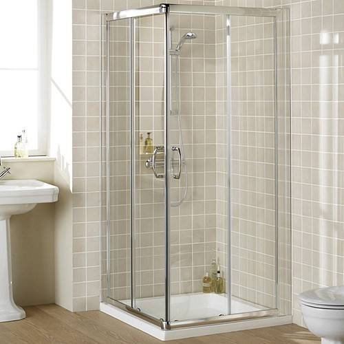 Additional image for 1000mm Square Shower Enclosure & Tray (Silver).