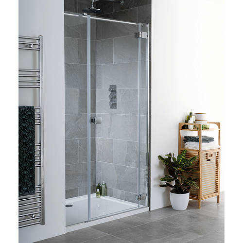 Additional image for Cayman Frameless Hinged Shower Door & Panel (1400x2000).