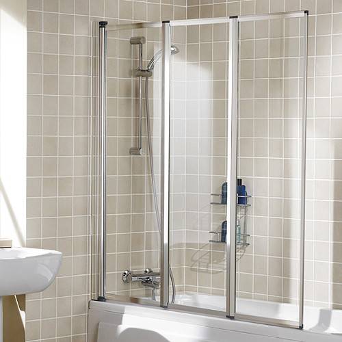 Additional image for 1390x1400 Framed Bath Screen With 3 Folding Panels (Silver).