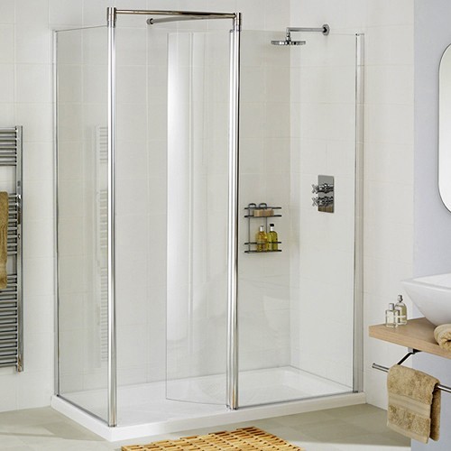 Additional image for Left Hand 1600x800 Walk In Shower Enclosure & Tray (Silver).