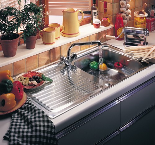 Additional image for Linear 1.0 bowl stainless steel kitchen sink. Reversible. Waste kit supplied