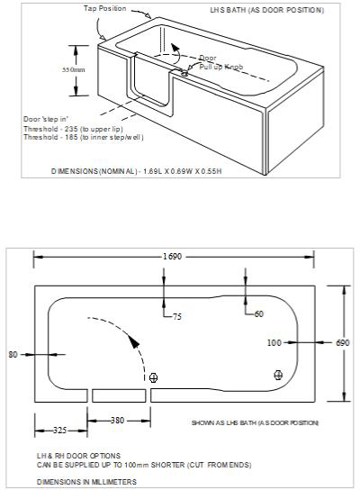 Additional image for Aventis Walk In Bath With Right Handed Door Entry (Whirlpool).