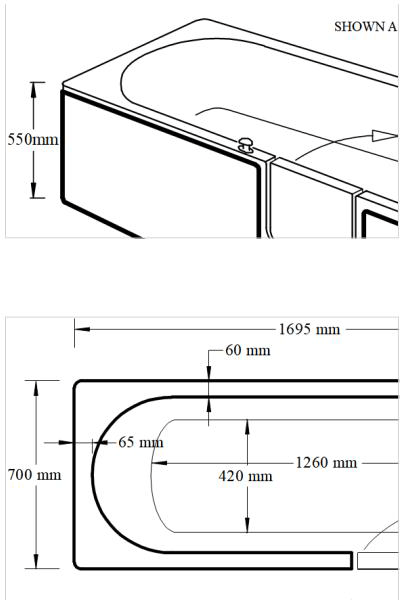 Additional image for Avrail Walk In Bath With Left Handed Door Entry (1700x700).