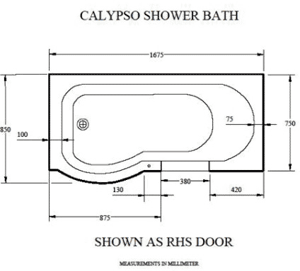 Additional image for Calypso Walk In Shower Bath With Right Hand Door (1675x850).