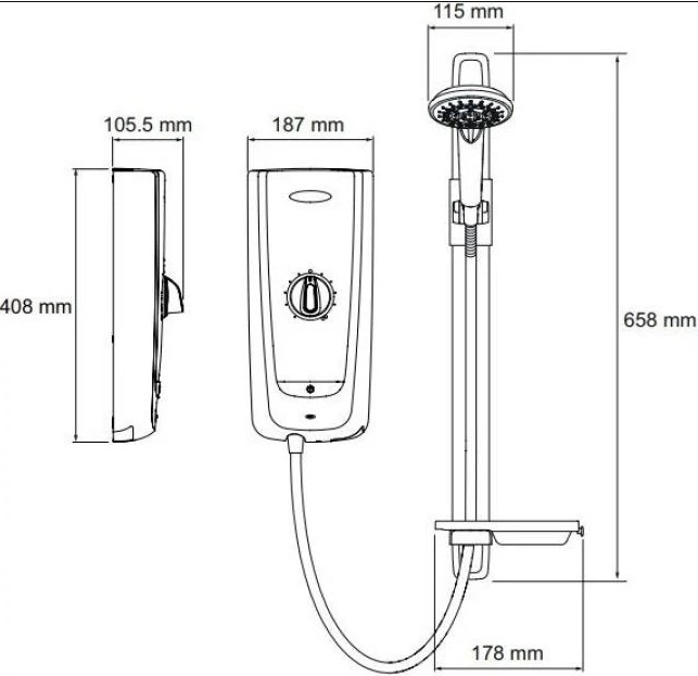 Additional image for Electric Shower 8.7kW (White & Chrome).