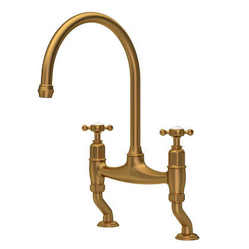 Additional image for Kitchen Tap With Crosshead Handles (Aged Brass).