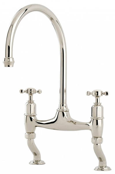 Additional image for Kitchen Tap With Crosshead Handles (Polished Nickel).