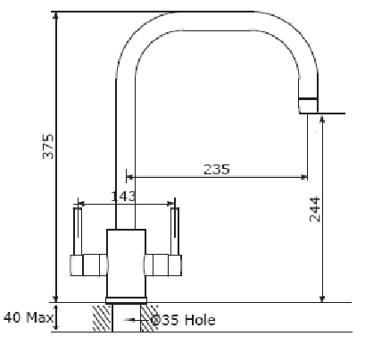 Additional image for Kitchen Mixer Tap With U Spout (Pewter).