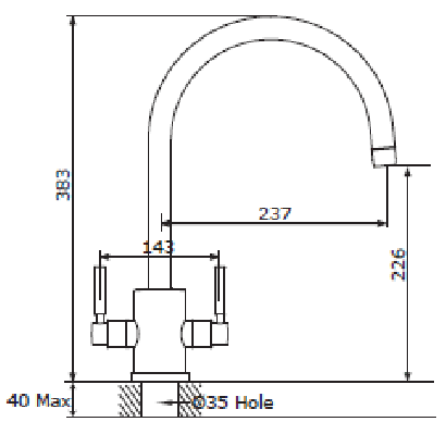 Additional image for Kitchen Mixer Tap With C Spout (Polished Nickel).