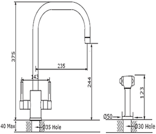 Additional image for Kitchen Tap With Rinser & U Spout (Chrome).