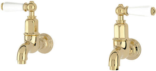 Additional image for Wall Mounted Bib Taps With Lever Handles (Gold).