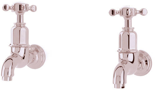 Additional image for Wall Mounted Bib Taps With X-Head Handles (Nickel).