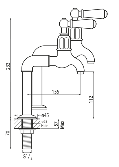 Additional image for Deck Mounted Bib Taps With Lever Handles (Gold).