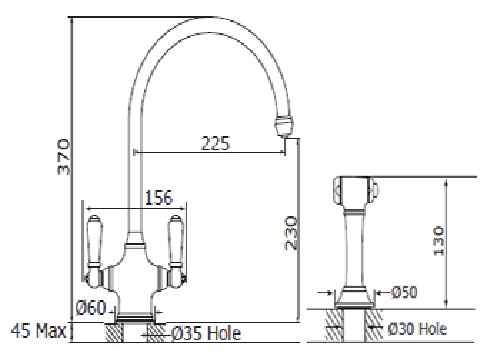 Additional image for Kitchen Tap With Rinser (Pewter).