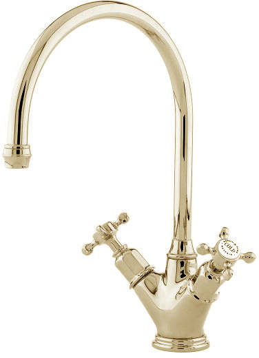 Additional image for Kitchen Mixer Tap With X-Head Handles (Gold).