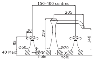 Additional image for 3 Hole Kitchen Tap (Chrome).