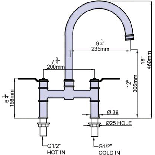 Additional image for Kitchen Tap With Lever Handles (Aged Brass).