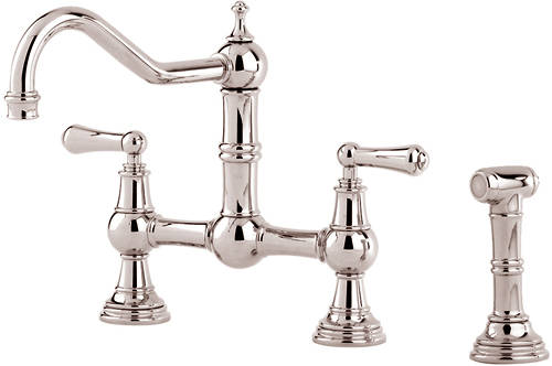 Additional image for Kitchen Tap With Rinser & Lever Handles (Nickel).