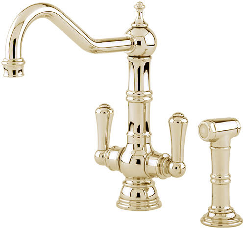 Additional image for Kitchen Tap With Rinser & Lever Handles (Gold).