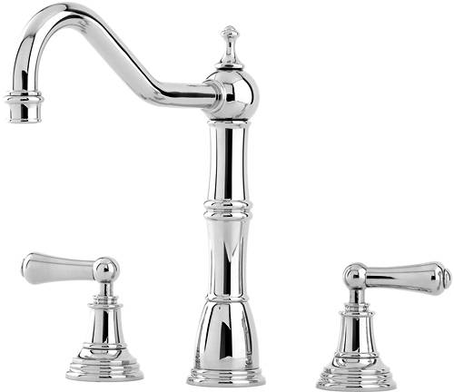 Additional image for 3 Hole Kitchen Mixer Tap With Lever Handles (Chrome).