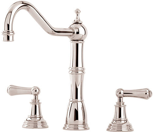 Additional image for 3 Hole Kitchen Mixer Tap With Lever Handles (Nickel).