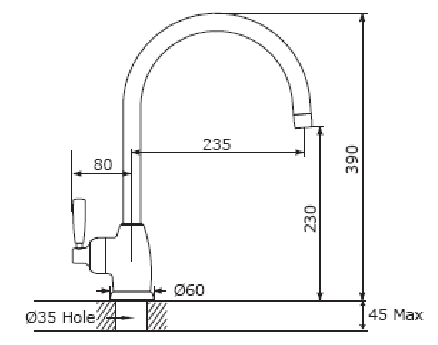 Additional image for Single Lever Kitchen Mixer Tap With C Spout (Nickel).