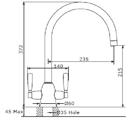 Additional image for Kitchen Mixer Tap With Twin Lever Handles (Pewter).