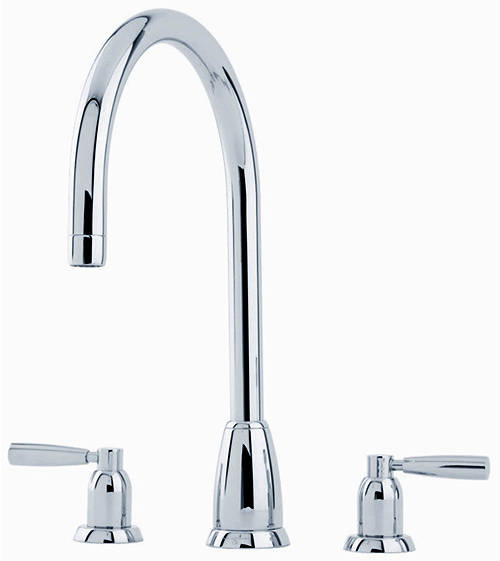 Additional image for 3 Hole Kitchen Tap With Lever Handles (Chrome).