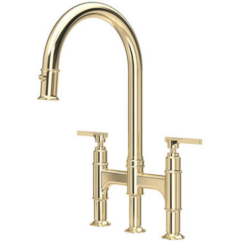 Additional image for Kitchen Tap With Lever Handles & Rinser (Gold).